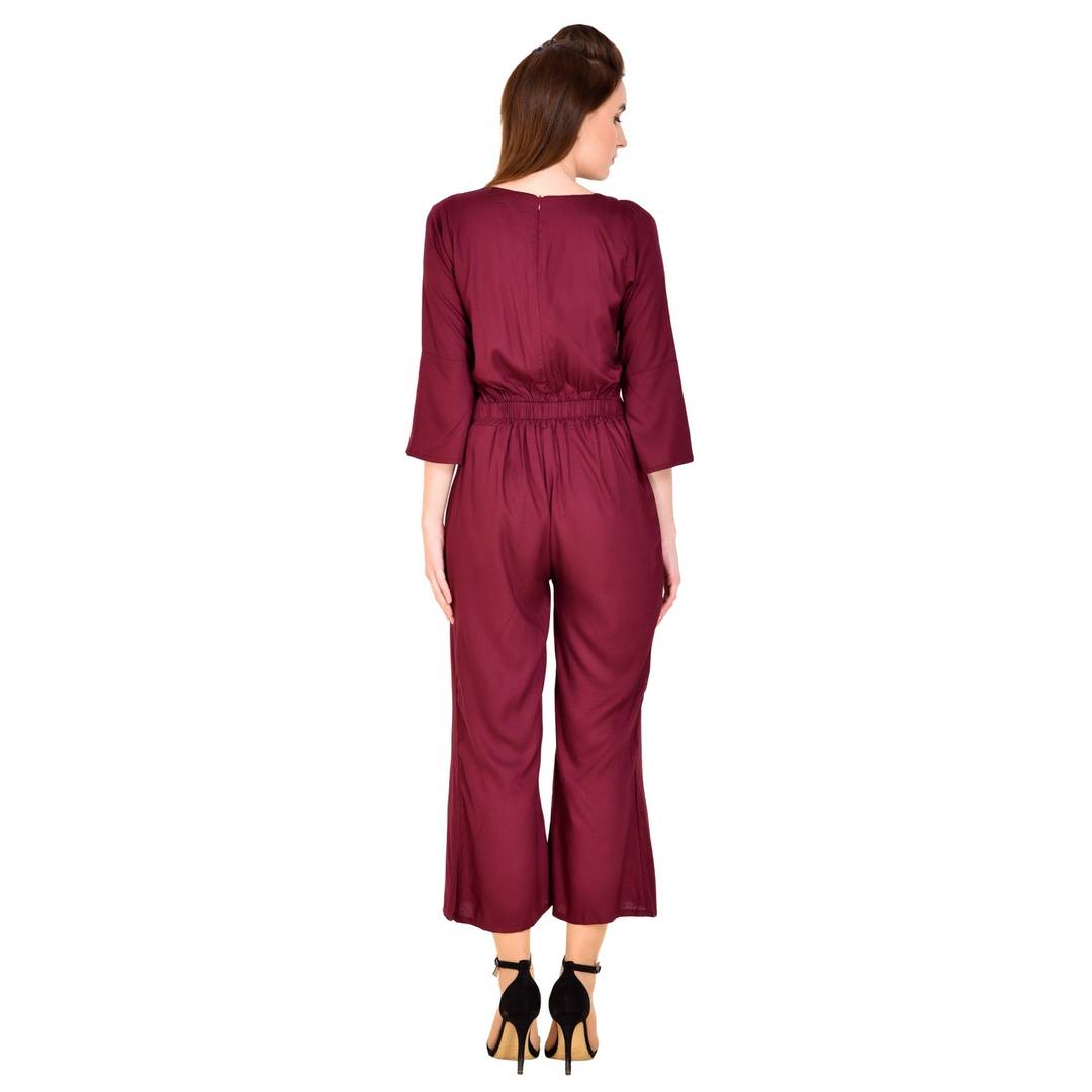 Solid Bellsleeve Jumpsuit For Women