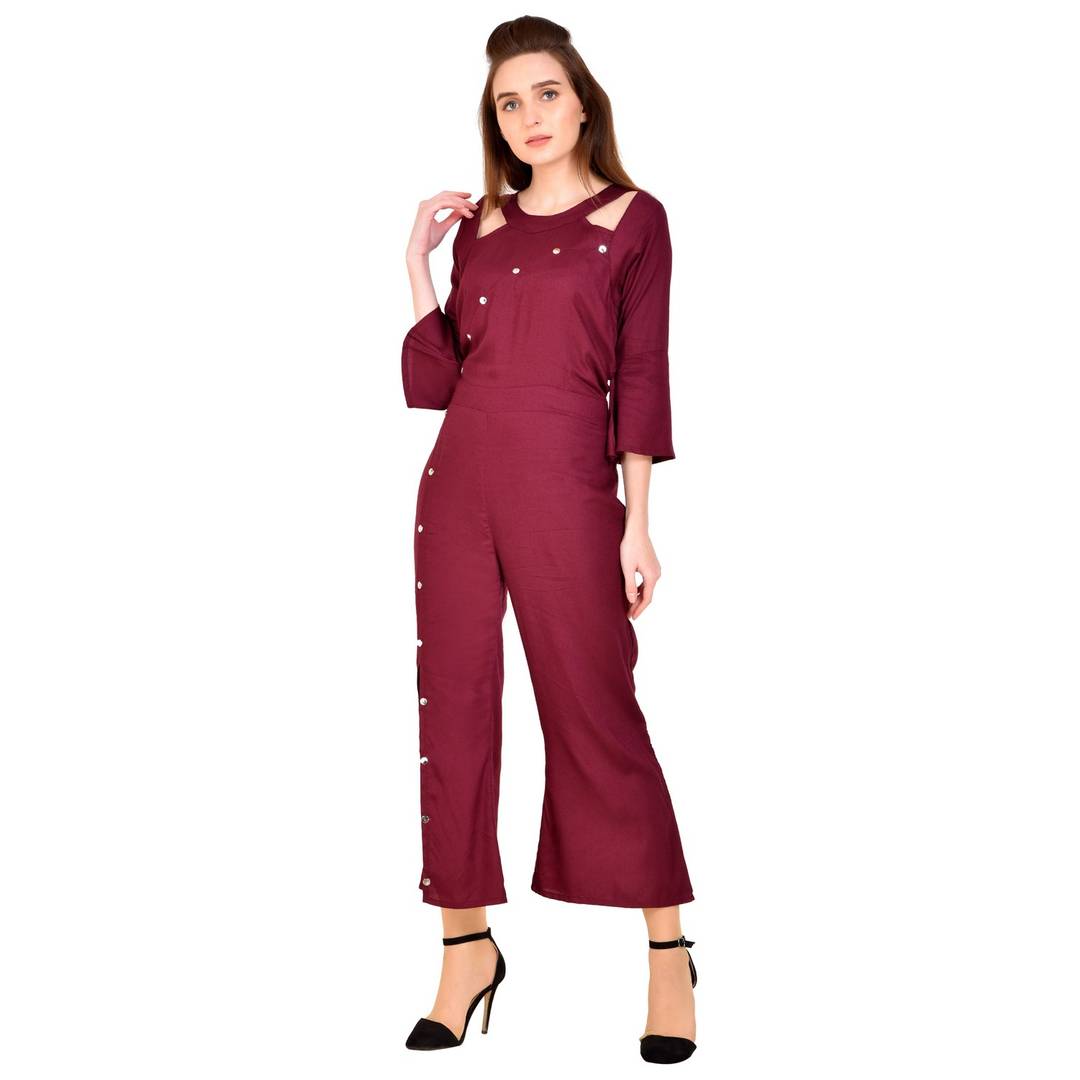 Solid Bellsleeve Jumpsuit For Women