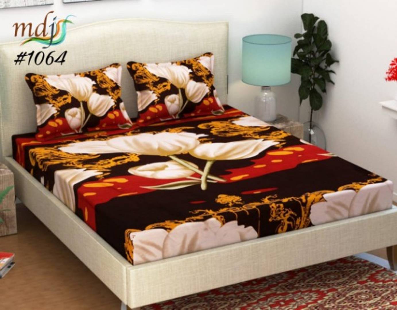 Polycotton Double Bed Sheet With 2 Pillow covers