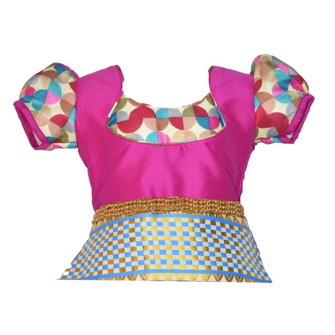 Flawless Pink Embroidered Silk Blend Girl's Lehenga Cholis