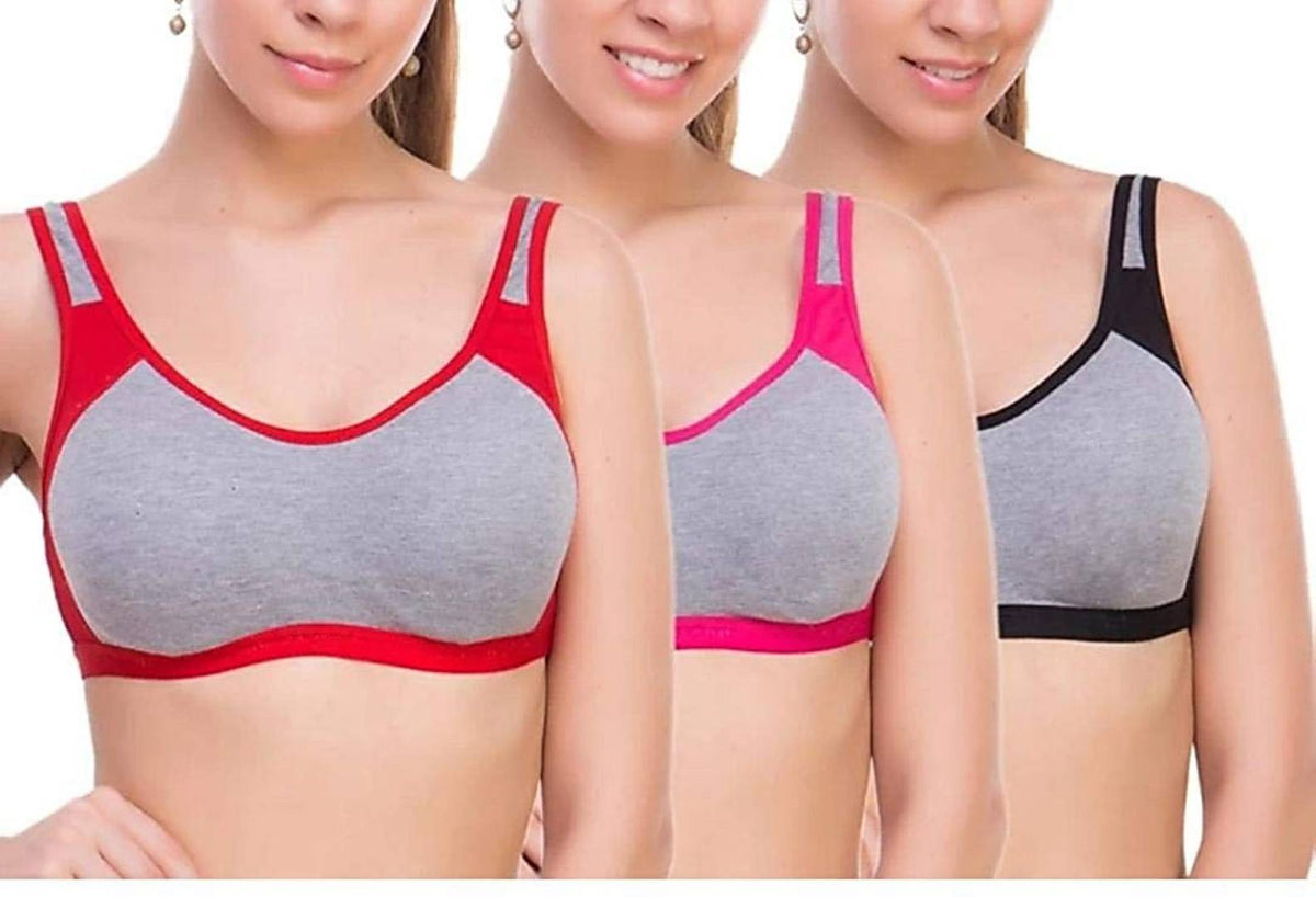 Women's Cotton Sports Bras Combo Of 3