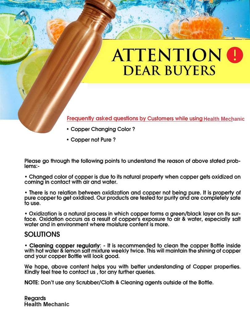 Health Mechanic Stone Printed Copper Bottle 1000Ml