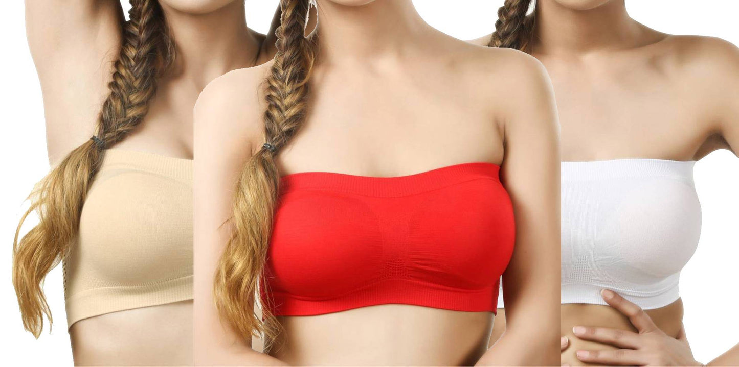 Trendy Spandex Mix Viscose Tube Bra - Pack Of 3