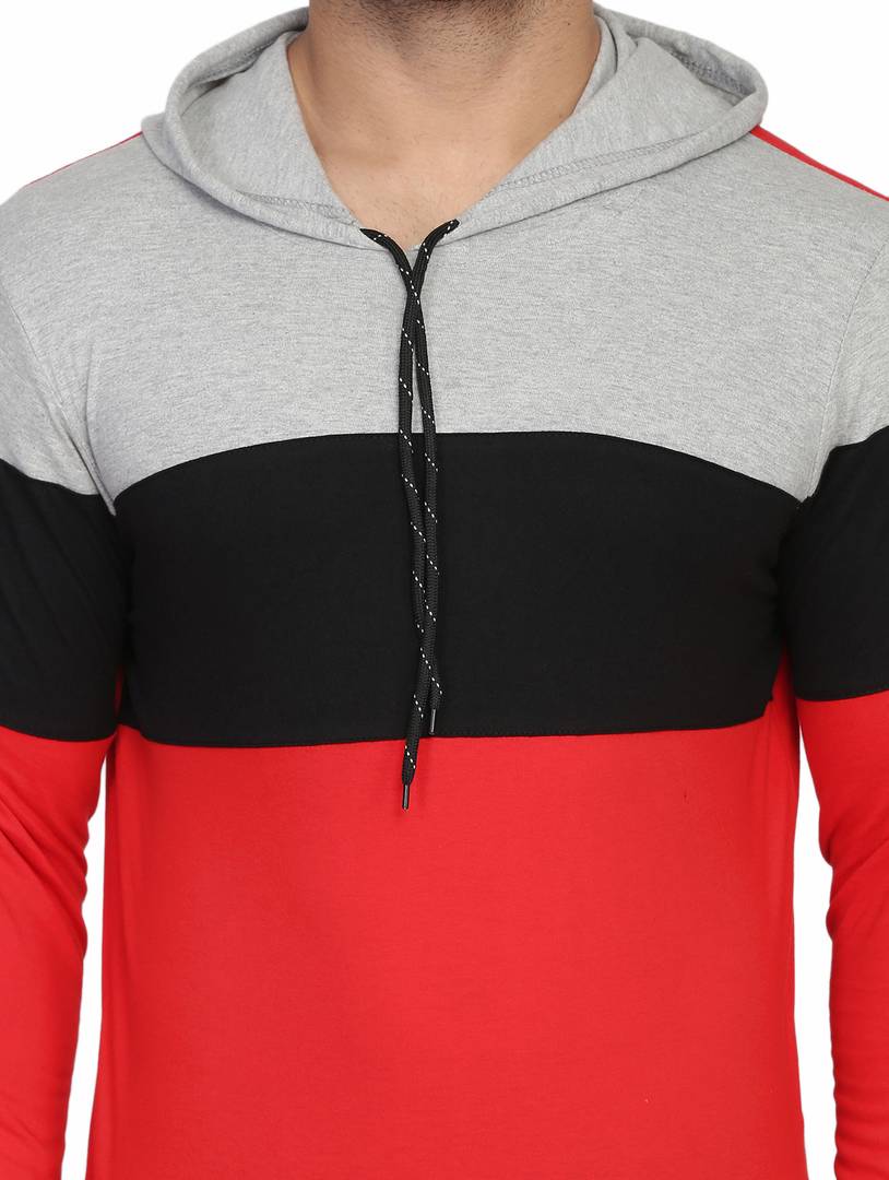 Men's Multicoloured Cotton Colourblocked Hooded Tees