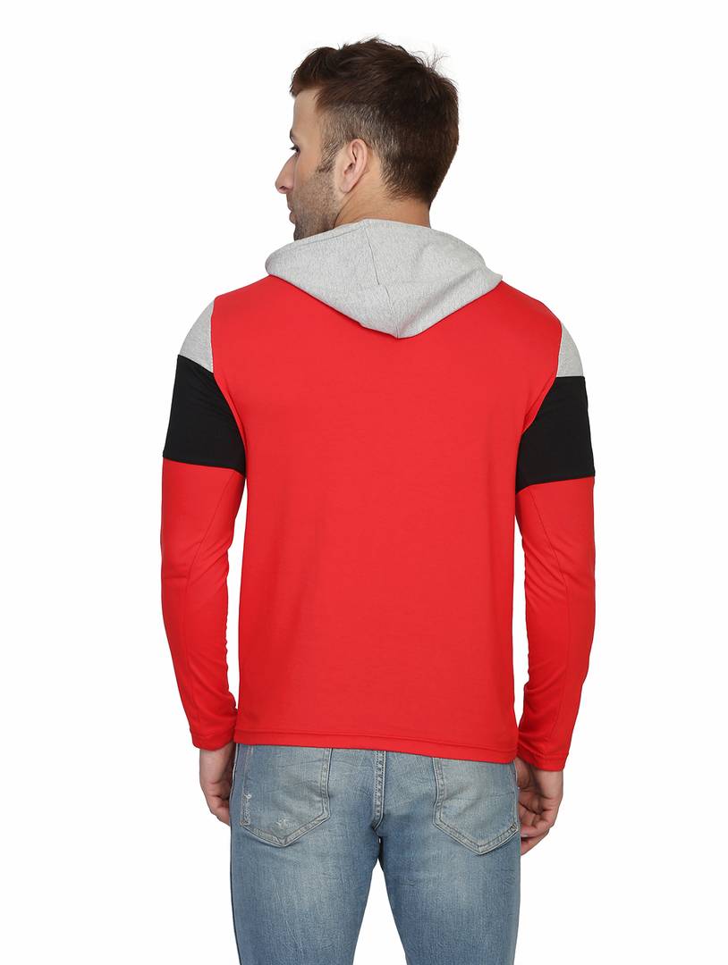 Men's Multicoloured Cotton Colourblocked Hooded Tees