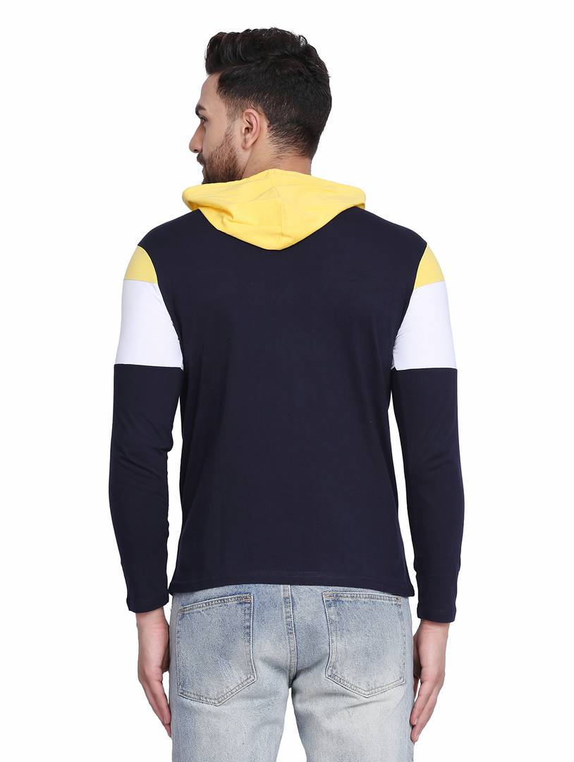 Men's Multicoloured Cotton Colourblocked Hooded Tees