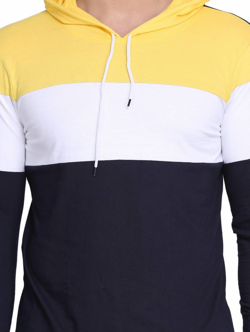 Men's Multicoloured Cotton Colourblocked Hooded Tees
