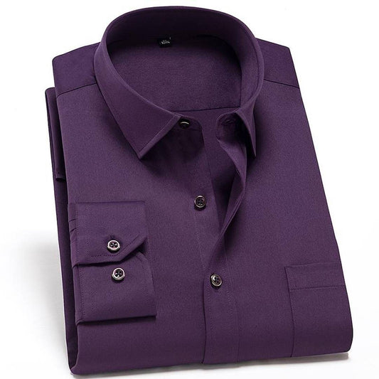Men's Purple Cotton Blend Solid Long Sleeves Regular Fit Formal Shirt