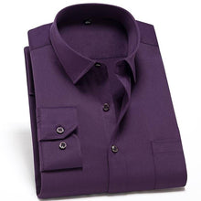 Load image into Gallery viewer, Men&#39;s Purple Cotton Blend Solid Long Sleeves Regular Fit Formal Shirt