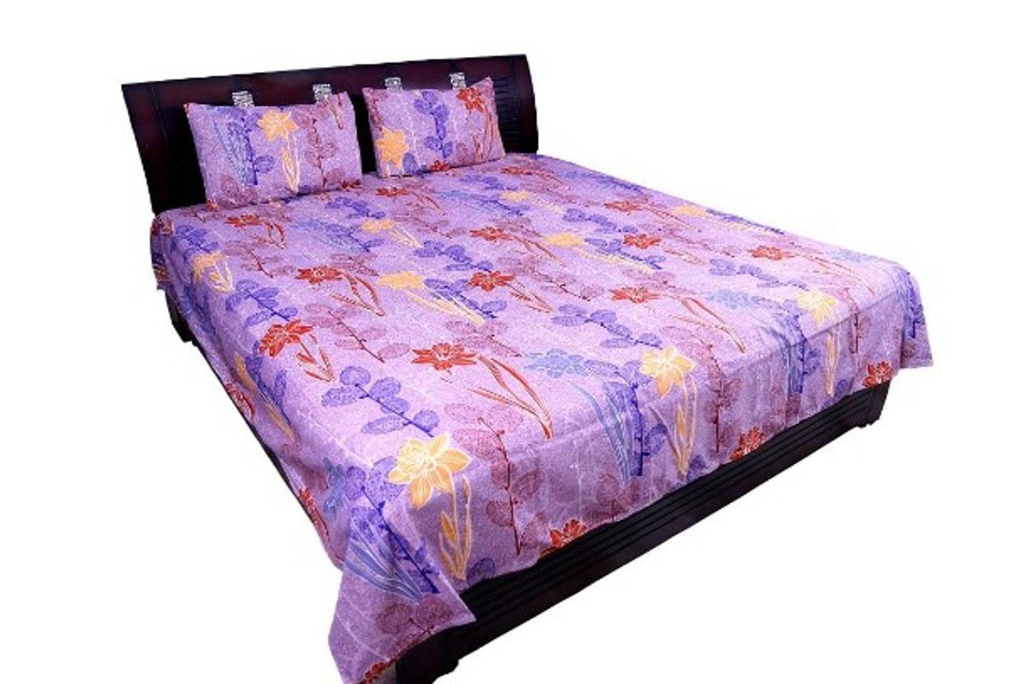 Designer Glace Cotton Double Bedsheet With Pillow Cover