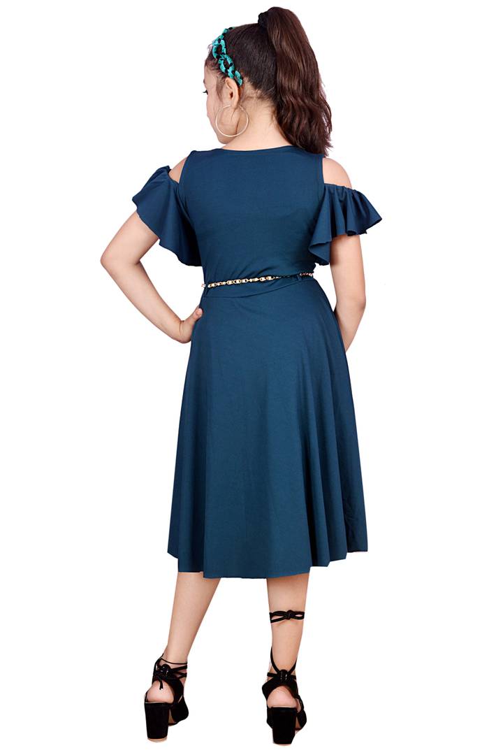 Dark Green Solid Frocks For Girl's