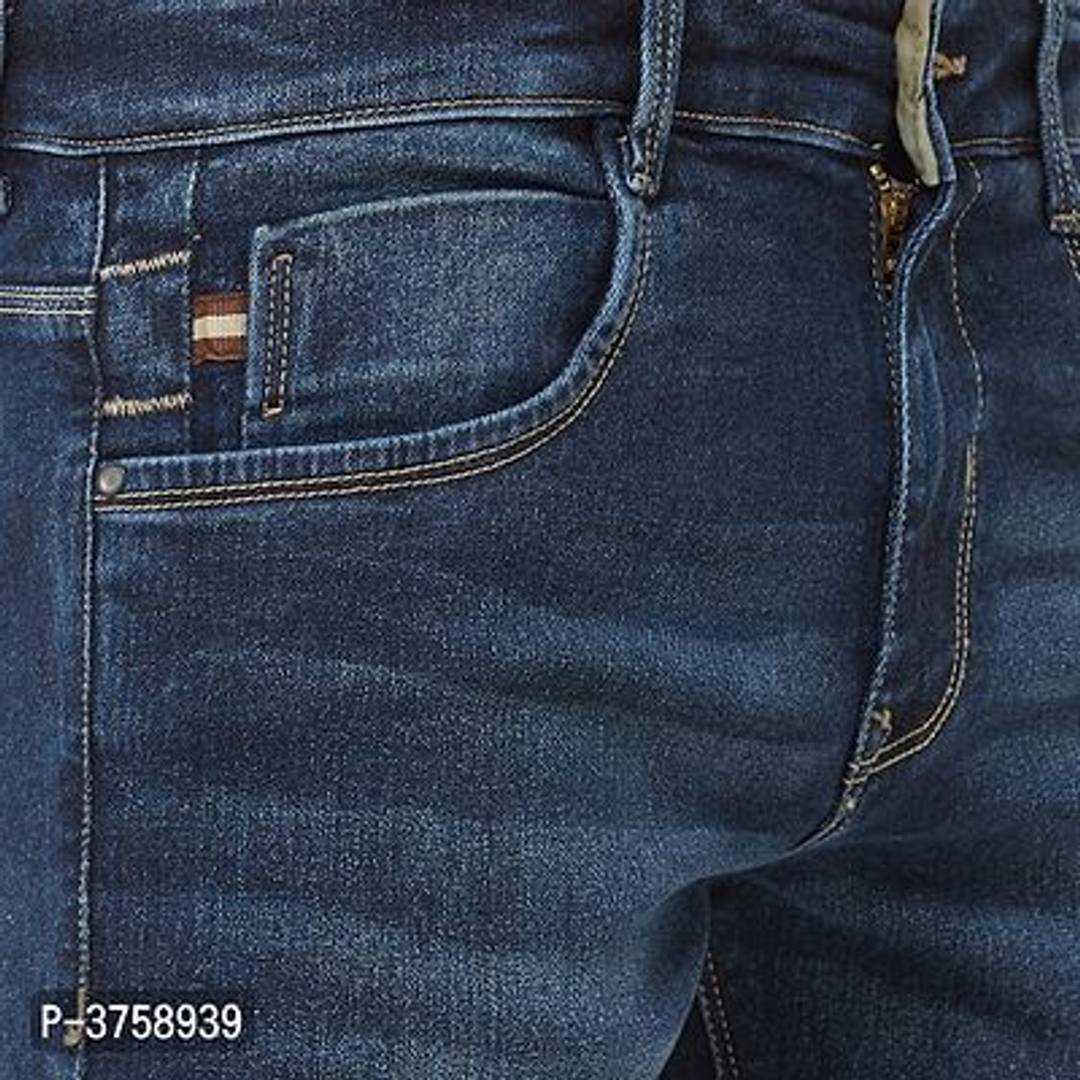 Men's Blue Denim Slim Fit Mid-Rise Jeans
