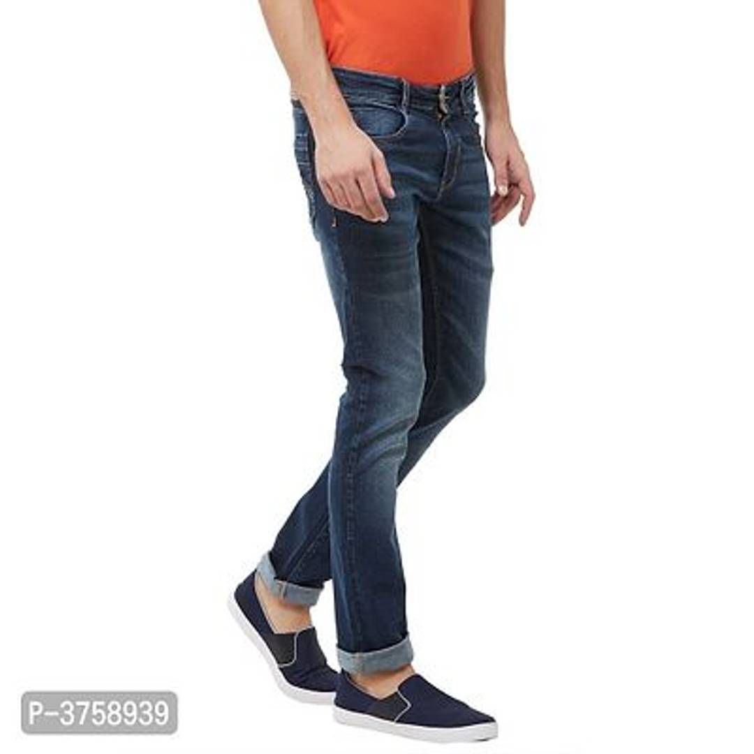 Men's Blue Denim Slim Fit Mid-Rise Jeans