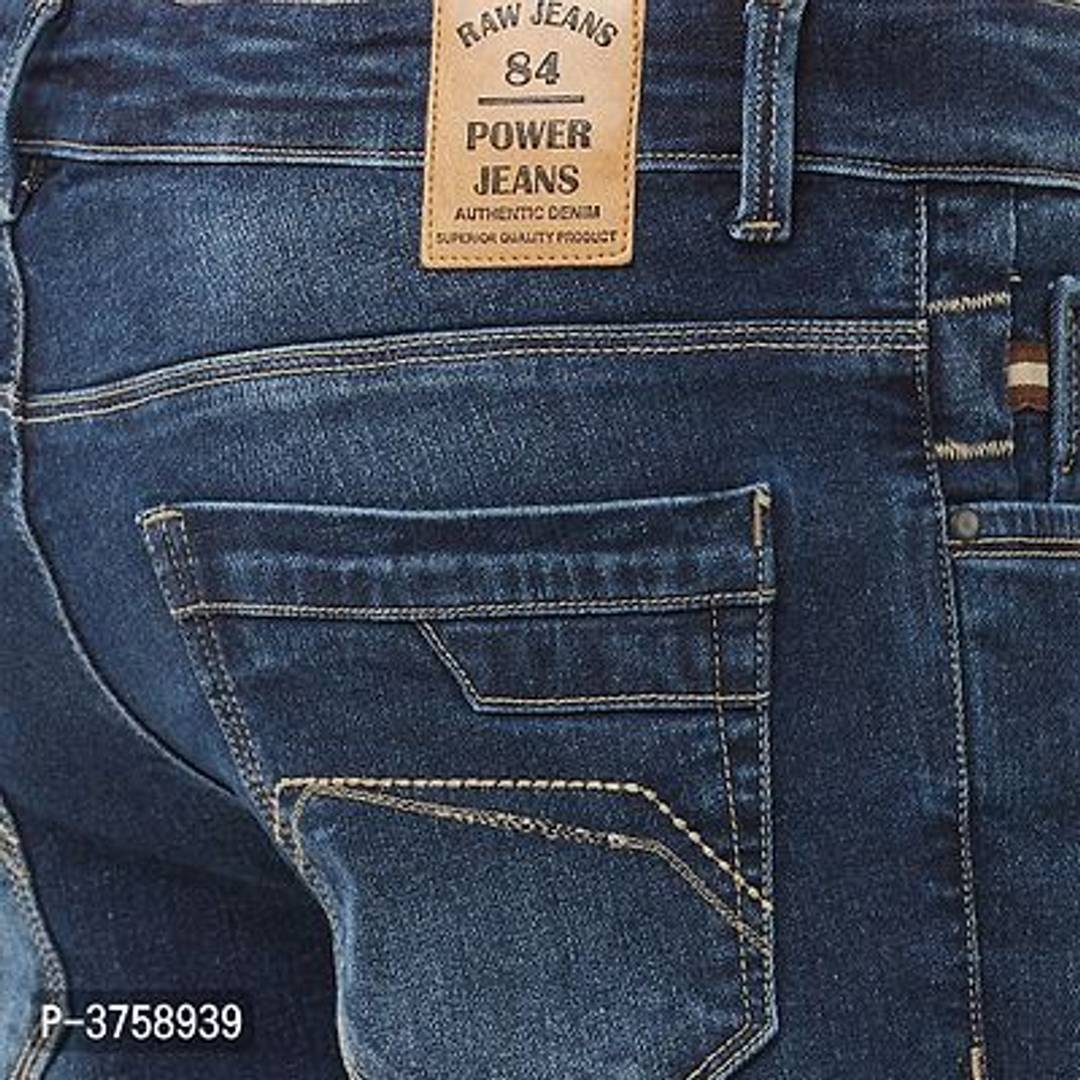 Men's Blue Denim Slim Fit Mid-Rise Jeans
