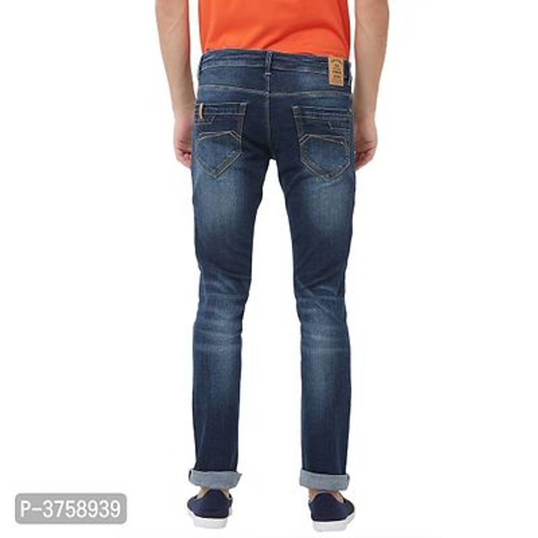 Men's Blue Denim Slim Fit Mid-Rise Jeans