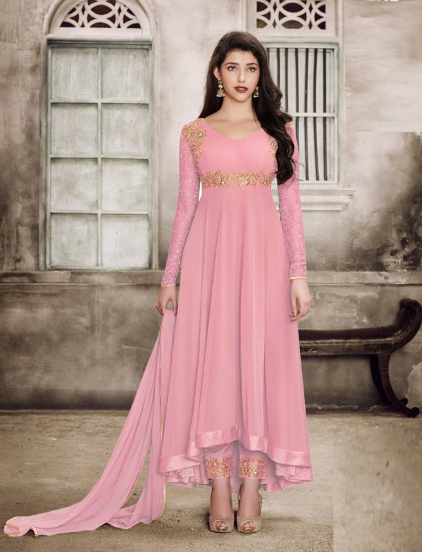 Women's Faux Georgette Embroidered Salwar Suit Sets