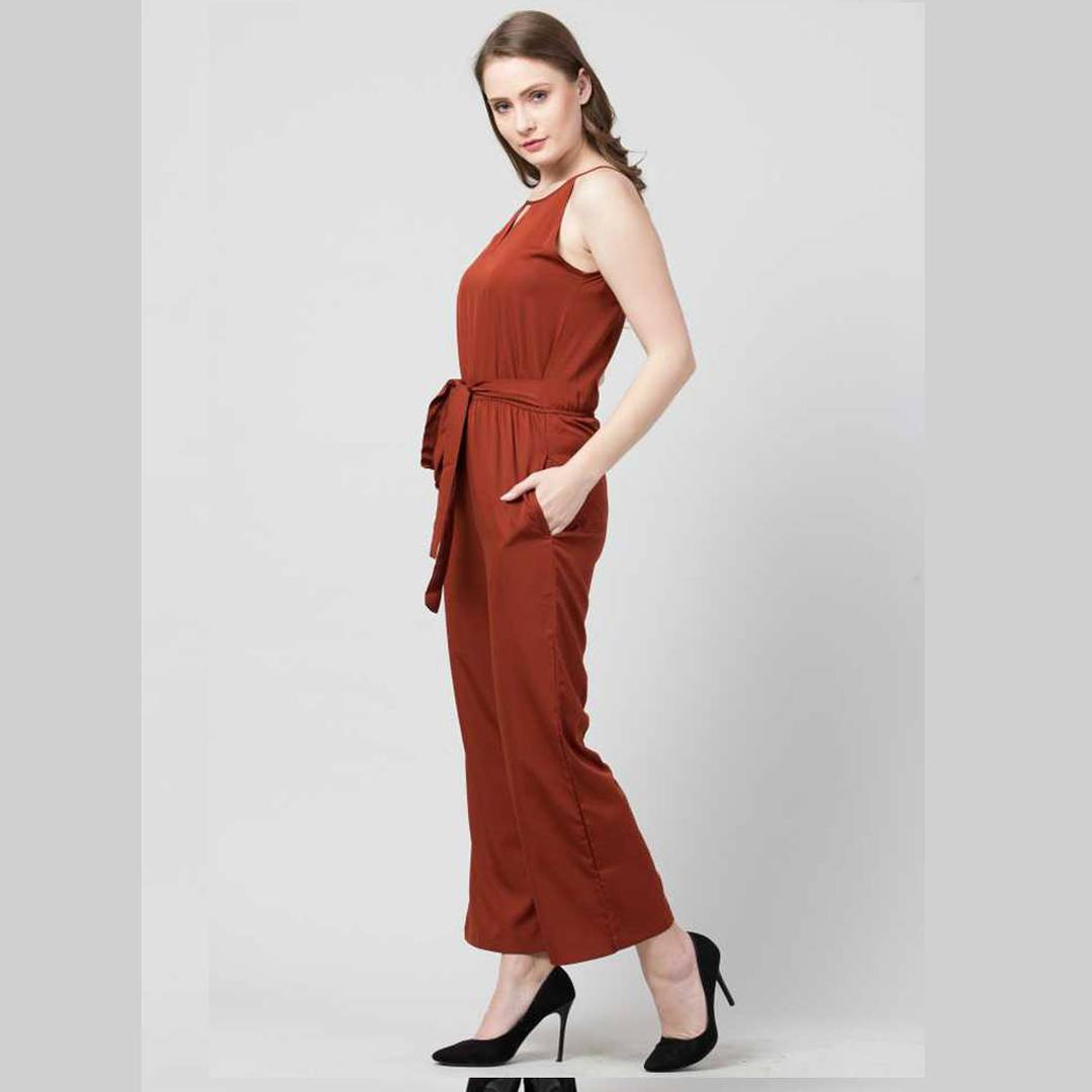 Stylish Crepe Solid Basic Jumpsuit For Women