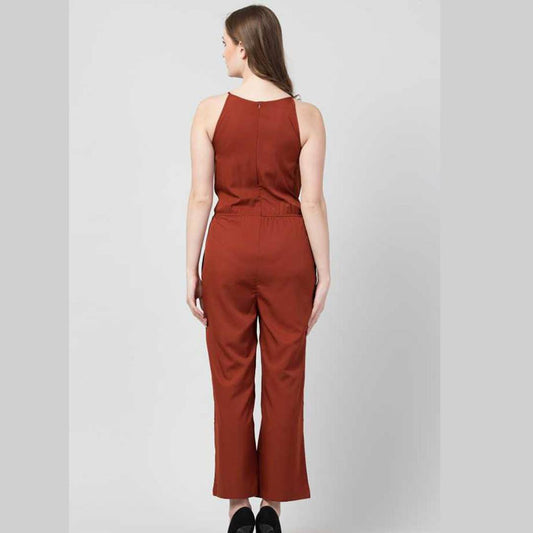 Stylish Crepe Solid Basic Jumpsuit For Women
