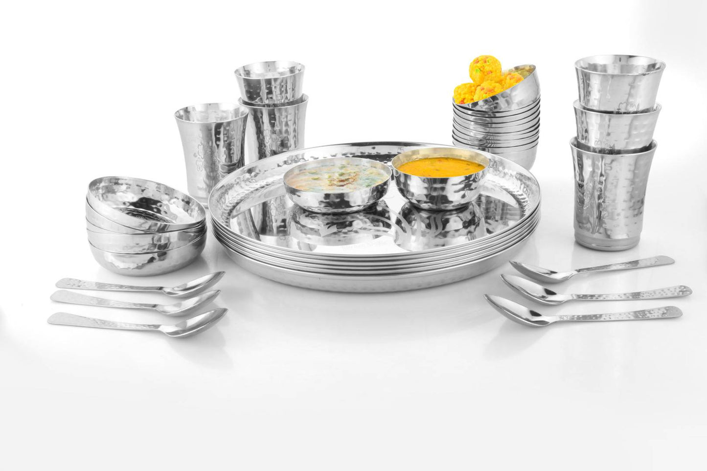 Useful 36 Piece Hammered Apple Dinner Set