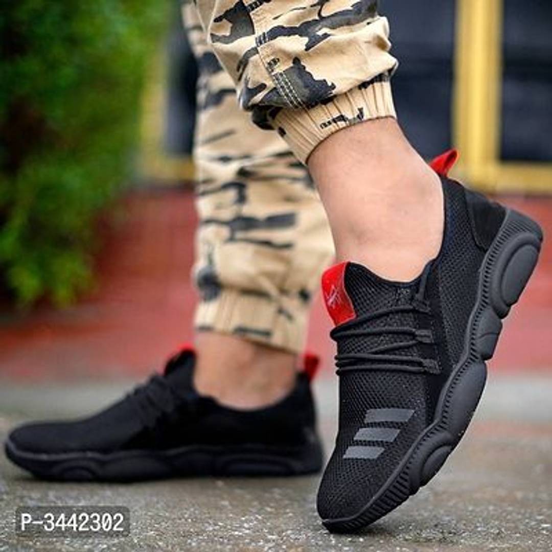 Men Black Solid Mesh Outdoor & Hiking Sneaker Shoes