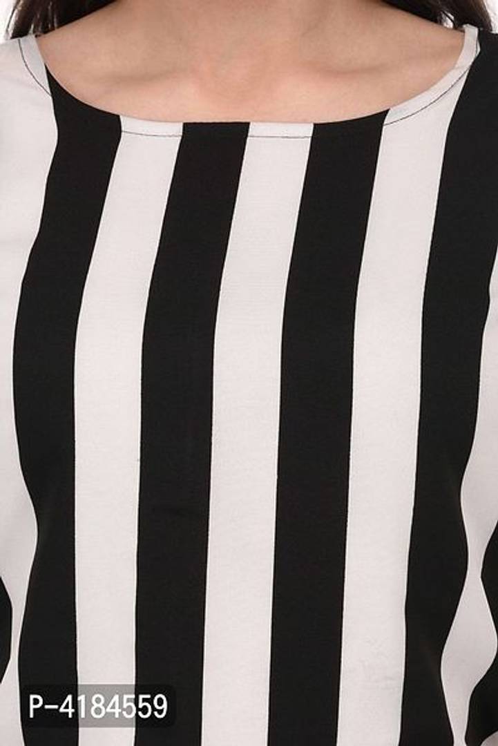 Stylish Black & White Crepe Striped Jumpsuit For Women
