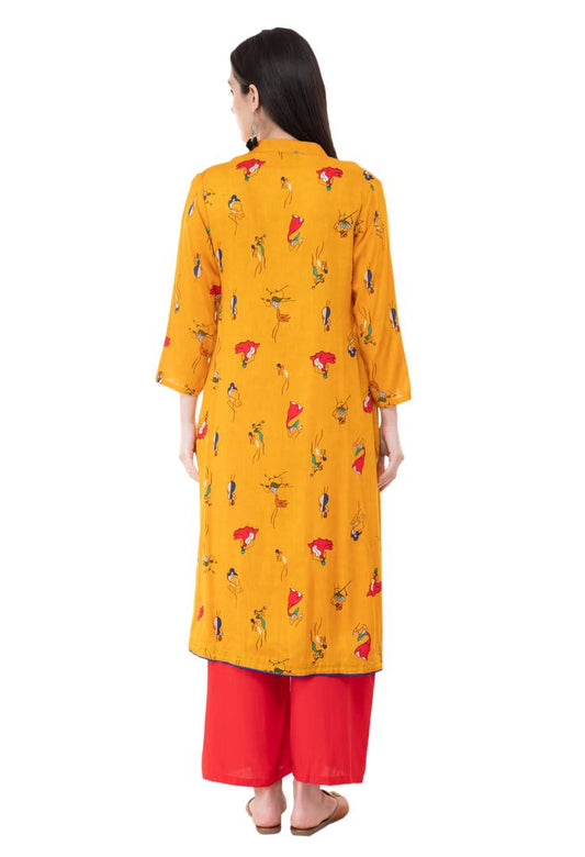Stylish Floral Print Rayon A-Line Kurta