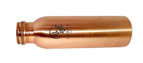 UNIQUE Export Quality, Joint Free, Leak Proof, Pure & Electrified Handmade 650 ml Plain Copper Bottle :: Yoga Water Bottle for Ayurvedic Benefits