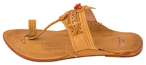 RAMRAJ Men's Tan Leather Kolhapuris - 8 UK, rhm101-8