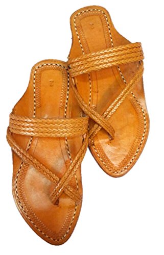 Kolhapuri Men's Orange Leather Chappal 8 UK