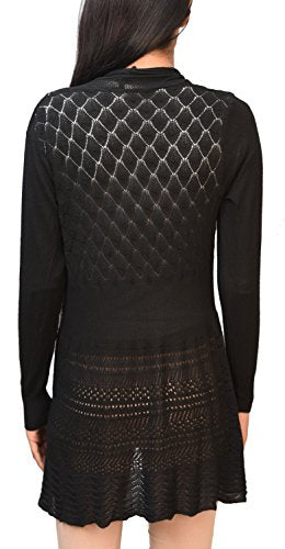 Otia Women's Net Long Sleeves Shrug(OT_woolen_Shrug, Black, Free Size)