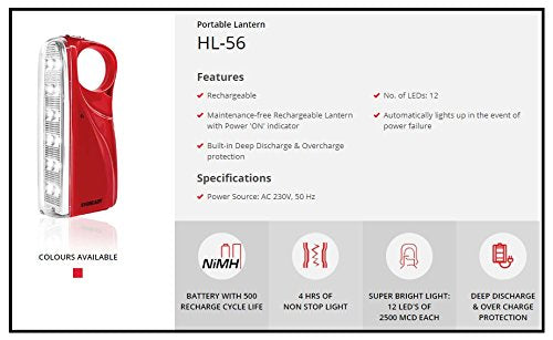 Eveready Homelite HL-56 Rechargeable Plastic Lantern