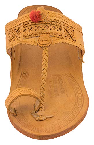 RAMRAJ Men's Tan Leather Kolhapuris - 8 UK, rhm101-8