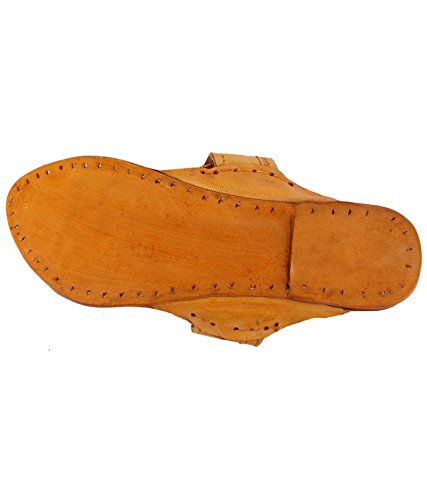 Unique Sports Men's Golden Leather Kolhapuri Chappal - 7