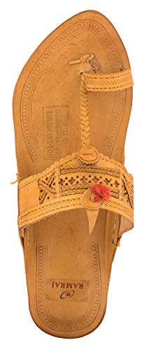 RAMRAJ Men's Tan Leather Kolhapuris - 8 UK, rhm101-8