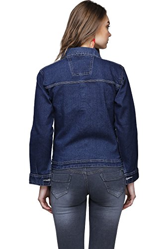 GANGA Women's Denim Jacket (DBLU8001_Blue_L)