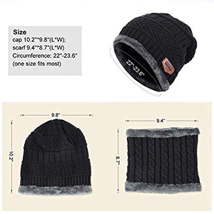 HIVER Handcuffs Unisex Acrylic Woolen Women's Beanie Cap Black_Medium