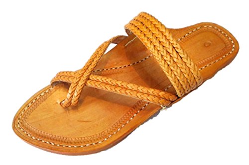 Kolhapuri Men's Orange Leather Chappal 8 UK