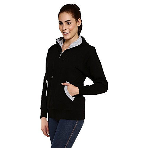 GOODTRY Women's Cotton Hoodies-BlackGTWH-029-BLK-S