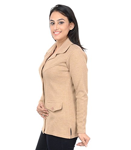 Pilot's Full Sleeve Coat Styled Women's High Quality Long Woolen Cardigan with Belt (WW041--L, Beige, Large)