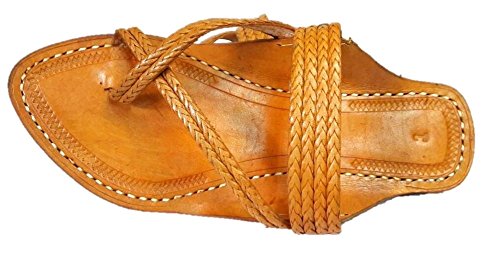 Kolhapuri Men's Orange Leather Chappal 8 UK