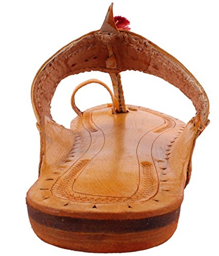 Unique Sports Men's Golden Leather Kolhapuri Chappal - 7