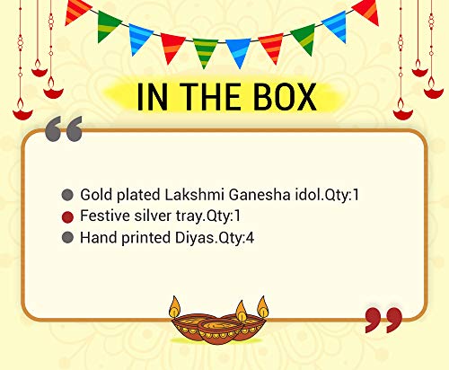 Golden Basket Combo Pack Gold Plated Lakshmi Ganesha Idol for Diwali (Diwali Gift for Friend, Family,Corporate Employees )