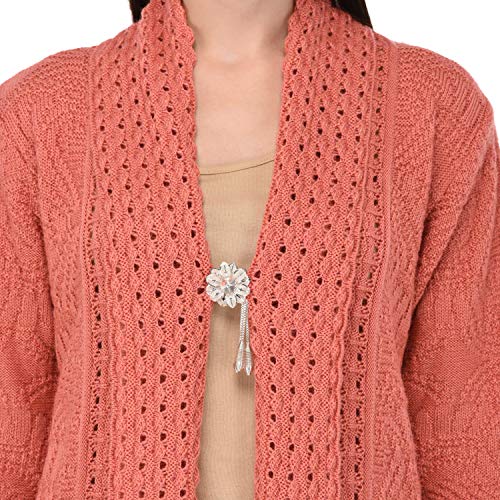 eWools Women's Woolen Winter Wear Cardigan Shrug (Cherry Pink, XL)