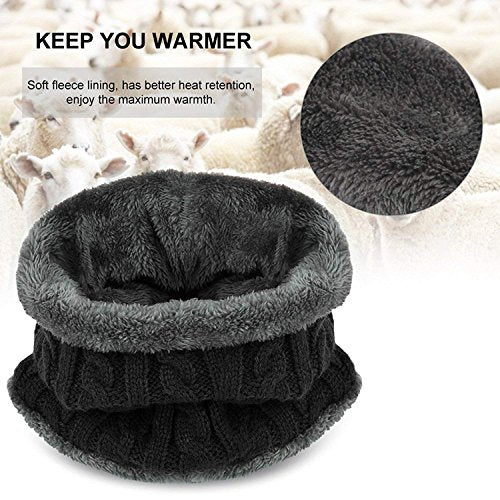 Fashcart black cap and scarf with grey border for men and women