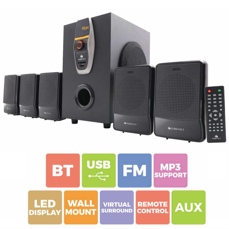 Zebronics ZEB-6860-BTRUCF 5.1 Multimedia Home Theatre System with Bluetooth (Black)