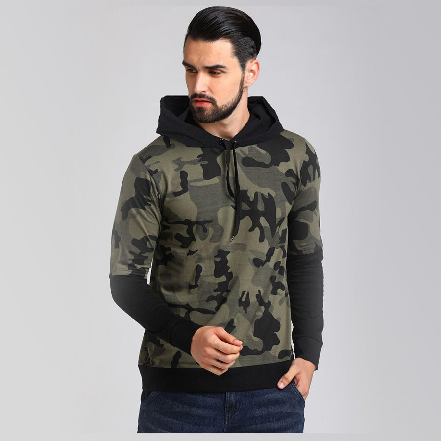 Lewel Cotton Camouflage Full Sleeves Hoodie