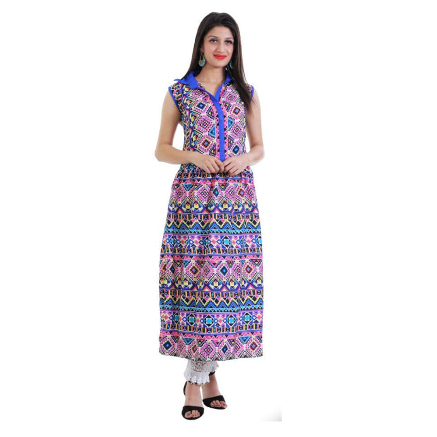 Multicoloured Printed Crepe Kurta