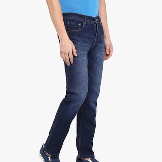 Men's Cotton Blue Slim Fit Mid-Rise Jeans