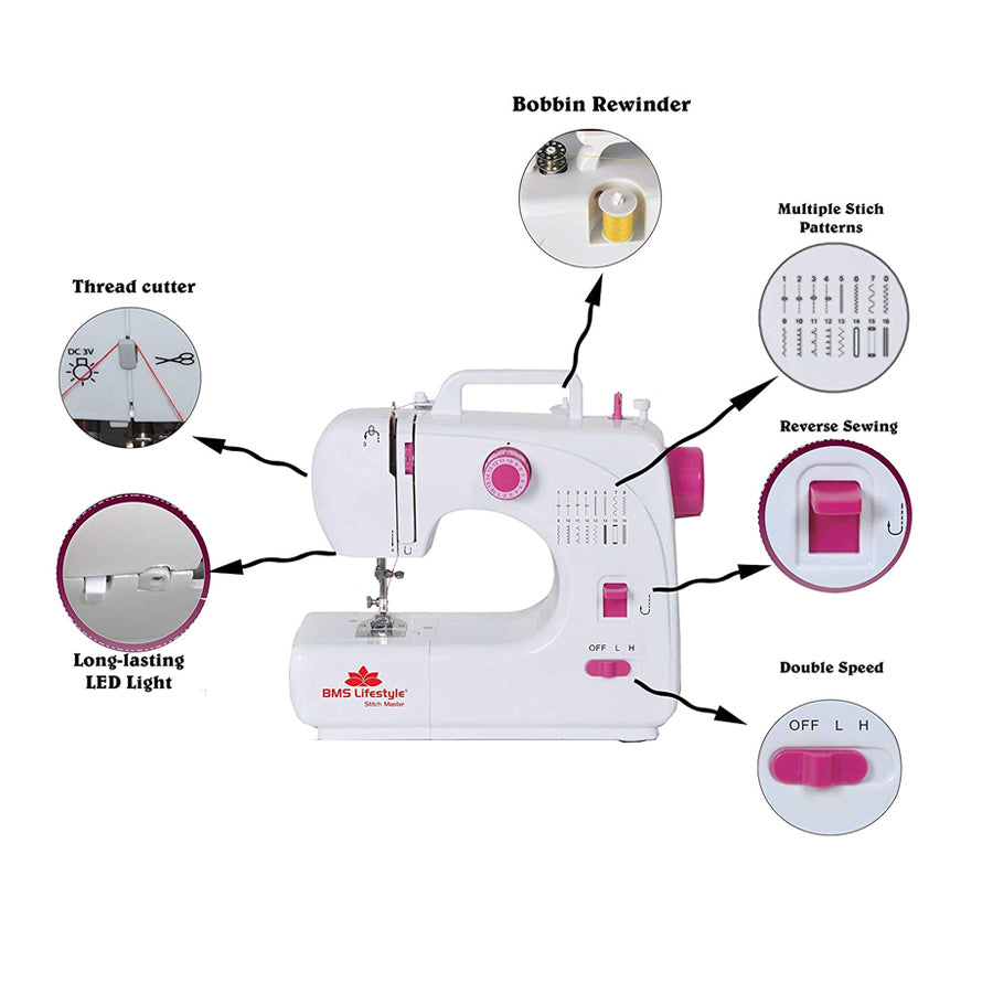 Mini Sewing Machine White and Pink