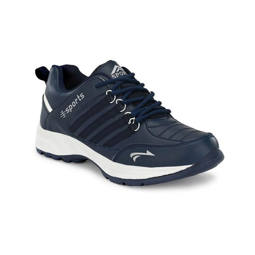 Men's Navy Blue Mesh Lace Up Sports Shoes